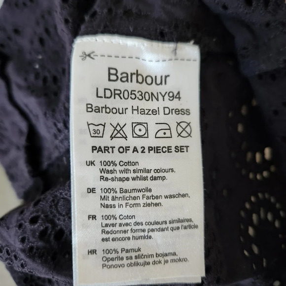Barbour | 100% Cotton Hazel Eyelet Short Sleeve Midi Dress - Sz 4 *Missing Slip* - Picture 10 of 10